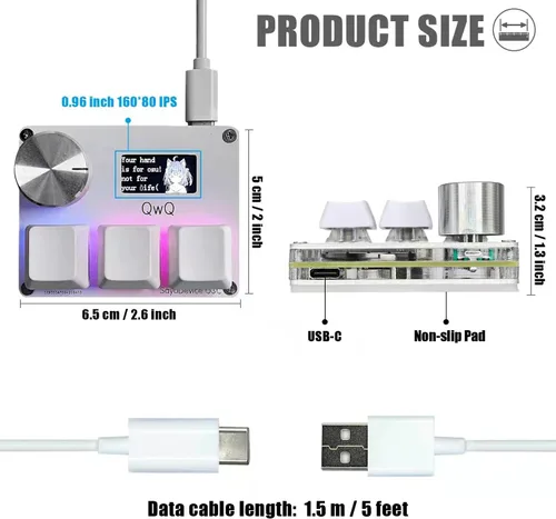 Miniatura 3 de BTXETUEL SayoDevice OSU O3C Interruptores Hall de activación rápida con interruptores lineales magnéticos, teclado con perilla y pantalla, copiar
