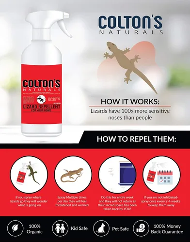 Miniatura 2 de Colton's Naturals Repelente de lagartos de 32 onzas, disuasorio de reptiles para exteriores o interiores, espray 100% natural