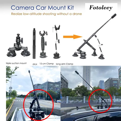 Miniatura 3 de Kit de montaje para coche con ventosas 5 en 1 para Insta360 X5/X4/X3, para GoPro Hero13/12/11/10, para DJI 360, para grabación de coche de servicio