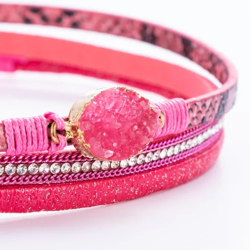 Miniatura 214 de FANCY SHINY - Pulsera de cuero estilo bohemio, pulsera de cuentas de cristal con cierre magnético, regalos de joyería para mujer
