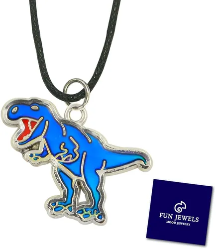 Miniatura 8 de FUN JEWELS Collar hecho a mano con colgante de dinosaurio T-Rex con cambio de color para niños y niñas, regalos de joyería de animales, Alloy de zinc