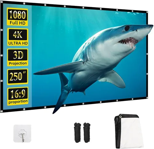 Miniatura 10 de Pantalla de proyector, pantalla de proyección frontal trasera portátil plegable de 84 pulgadas, para interiores y exteriores, 4K 16:9 HD, pantalla