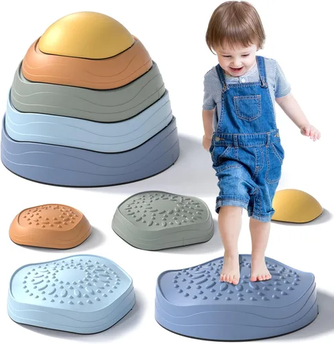 Lehoo Castle Stepping Stones for Kids, Non-Slip Toddler Stepping Stones, Indoor & Outdoor Sensory Toys for Toddlers 1-3, Balance Board Obstacle