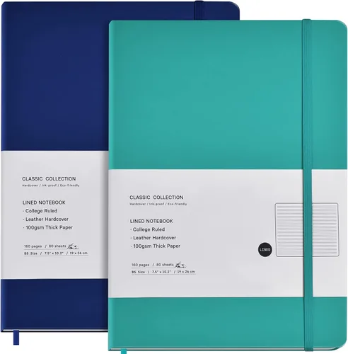 Miniatura 8 de Coopay Paquete de 2 cuadernos B5, cuadernos clásicos con rayas universitarias, de tapa dura, para oficina, hogar, escuela, negocios, escritura
