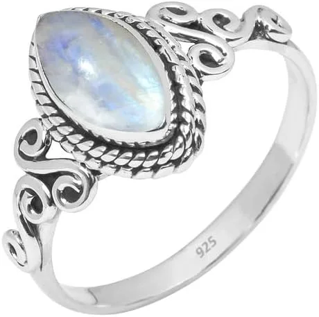 Miniatura 25 de Anillo de plata de ley 925 con piedras preciosas para mujeres y niñas, hecho a mano, anillo de promesa de piedras preciosas naturales, regalo