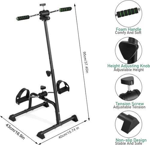 Miniatura 6 de Ejercitador de pedales, bicicleta, mano, brazo, pierna y rodilla, equipo de fitness ajustable para personas mayores, bicicleta de ejercicio
