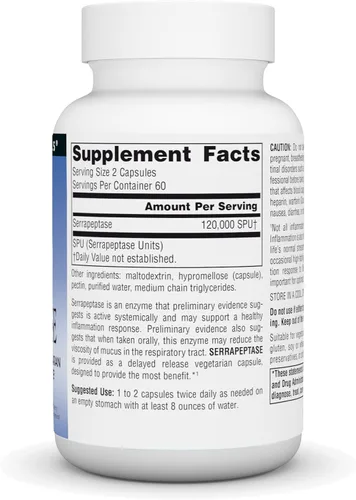 Miniatura 3 de Source Naturals Serrapeptasa, Enzima Vegetariana Sistémica de Todo el Cuerpo y Liberación Retrasada* 30 Cápsulas