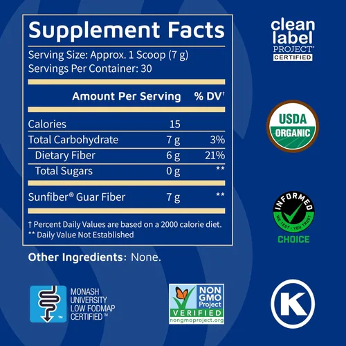 Miniatura 2 de Tomorrow's Nutrition, SunFiber, soporte de fibra prebiótica soluble para el bienestar digestivo con goma guar, vegano, 30 porciones (7.4 onzas)
