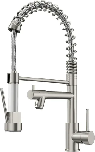 Miniatura 14 de Grifo de cocina negro mate con rociador, AIMADI - Grifo de cocina comercial, de una sola manija, con rociador desplegable de un solo orificio