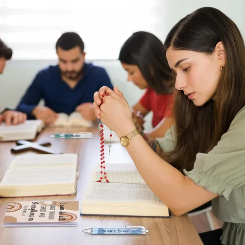 Miniatura 7 de Colarr 24 juegos de regalos cristianos a granel para mujeres, bolígrafos con versículos bíblicos de Navidad, cuadernos, bolígrafos religiosos
