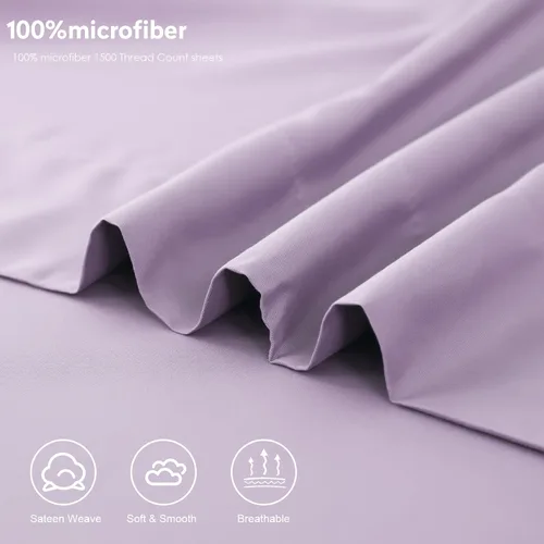 Miniatura 6 de Toodou Tacto Suave y Sedoso, Sábanas Planas Individuales de Lavanda Más Cómodas y Lujosas Tienen Grosor, Suavidad y Calidez, Transpirables, Más
