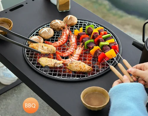 Miniatura 2 de Parrilla de carbón portátil, parrilla plegable de acero al carbono negra 25.5 in Patio Barbecue BBQ Grill,for Outdoor Cooking, Patio, Party