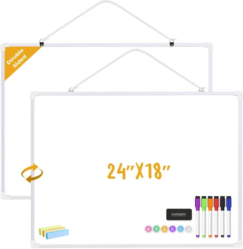 Miniatura 15 de Pizarra blanca pequeña para pared, mini pizarra de borrado en seco de 11 x 14 pulgadas con marco de plástico, bonita pizarra blanca colgante con 5