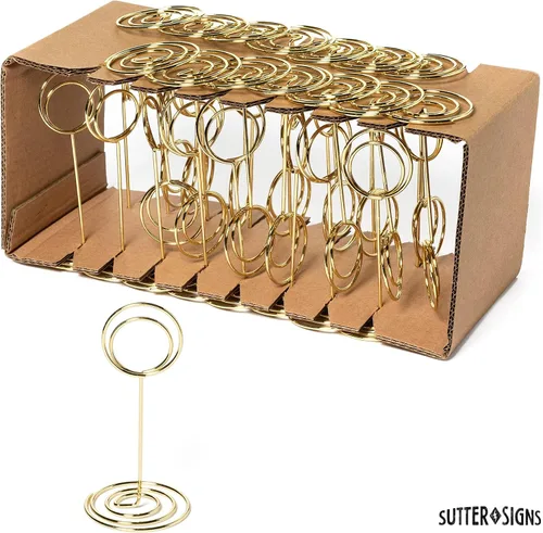 Miniatura 8 de Sutter Signs Juego de tarjeteros dorados para mesa de boda del 1 al 30 Elegantes letreros de mesa para recepciones de boda