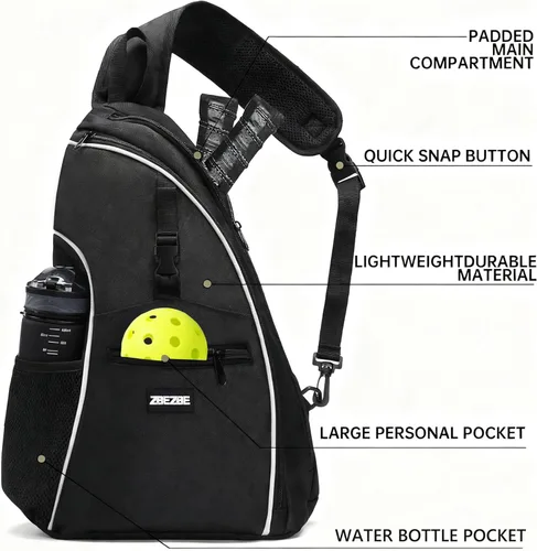 Miniatura 2 de Bolsa de pickleball, mochila de pickleball con soporte para botella de agua para hombres y mujeres Negro