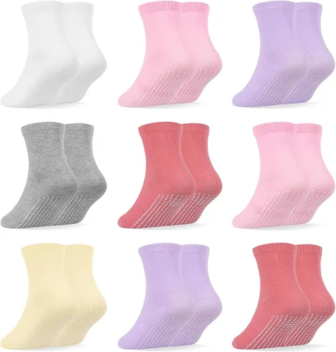 Miniatura 11 de GRPSKCOS Calcetines para bebés con agarre, 9 pares de calcetines antideslizantes para niños