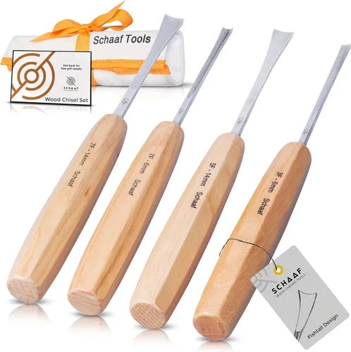 Miniatura 11 de Juego de herramientas de tallado de madera afiladas a mano, juego de 7 cinceles y gubias con estuche de lona, herramientas de carpintería de acero