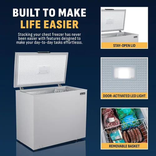 Miniatura 6 de Newair Congelador de cofre de 6.7 pies cúbicos con cesta extraíble, congelador profundo silencioso, control digital de temperatura, alarma de puerta