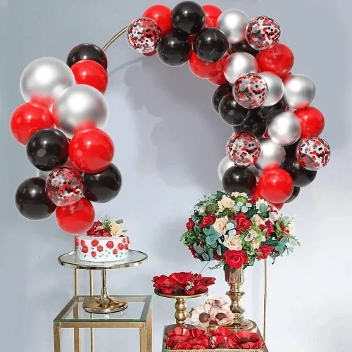 Miniatura 5 de Globos: 50 globos rojos y negros, 12 pulgadas con globos de confeti negro y rojo, para decoraciones de fiesta de cumpleaños rojo y negro