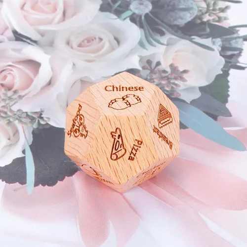 Miniatura 3 de Dados de madera para decisiones de alimentos para mujeres y hombres, regalos de cumpleaños de aniversario para novio, novia, dados divertidos