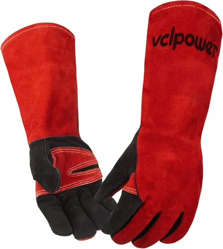 vclpower Guantes de soldadura de 16 pulgadas, 932 °F, resistentes al calor extremo, guantes de forja de cuero para Mig, Tig, Stick, barbacoa,