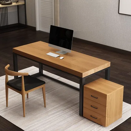 Miniatura 4 de Escritorio de madera maciza para oficina en casa, mesa de juegos, escritorio de estudio con cajones de madera maciza de 3 capas, muebles de oficina