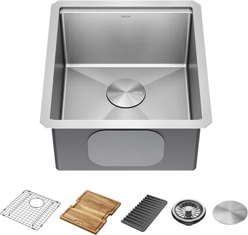 Miniatura 8 de DELTA FAUCET 95B932-32S-SS Lorelai - Lavaplatos Lorelai para estación de trabajo, montaje bajo encimera, de acero inoxidable, tarja individual