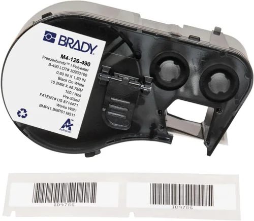 Miniatura 16 de Brady Auténticas etiquetas envolventes de vinilo autolaminables (M4-91-427) de 1.5 pulgadas de alto x 1 pulgada de ancho, negro sobre blanco