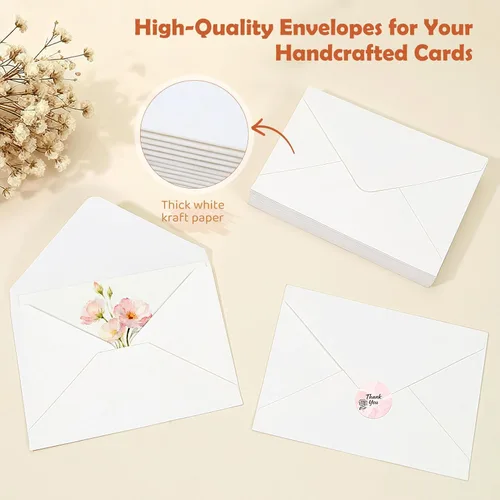 Miniatura 6 de 36 juegos de tarjetas planas de acuarela con sobres y sellos, 4 x 6 pulgadas, algodón puro de 10.58 oz/m², papel prensado en frío sin ácidos