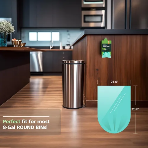 Miniatura 7 de Bolsas de basura biodegradables de 8 galones, bolsas de basura AYOTEE de 8 galones, bolsa de basura mediana compostable, bolsa a prueba de fugas sin