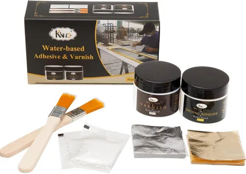 Miniatura 10 de Adhesivo dorado, resina epoxi de 3.4 fl oz, adhesivo de hoja de oro para uso profesional de manualidades, pintura de hojas de oro a base de agua