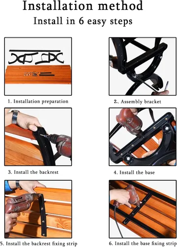 Miniatura 8 de Bancos de aluminio fundido para exteriores, de madera preservativa de 67 pulgadas (66.9 in), perfecto para patio trasero, césped, porche, camino
