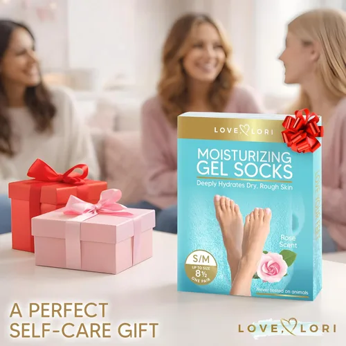 Miniatura 3 de Calcetines hidratantes (hasta la talla 8.5) – Regalos para mujeres y su esposa – Infundidos con vitamina E y aceite de JoJoba – Calcetines de gel