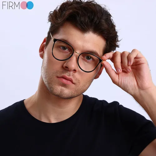 Miniatura 3 de Firmoo Lentes de bloqueo de luz azul, montura redonda retro, antifatiga ocular, anti UV400, lentes de computadora para mujeres y hombres, negro