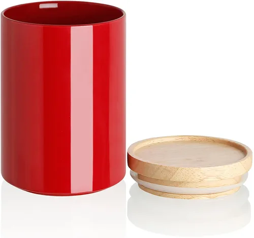 Miniatura 19 de Sweejar Kitchen Canisters - Tarro de cerámica para almacenamiento de alimentos, recipientes apilables con sello hermético y tapa de madera