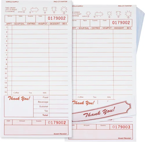 Miniatura 15 de [8000] Gorilla Supply Libro de Cheques para Huéspedes 3.4" x 5.04" Blocs de Notas de Servidor Libreta de Pedidos para Mesero y Mesera, Cheques