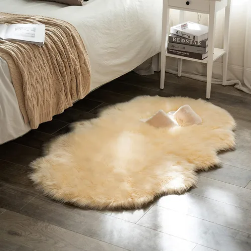 Miniatura 29 de MIULEE Alfombra de Piel de Oveja Sintética de 3 x 5 Pies, Alfombras de Área Mullidas de Lujo - Alfombra Decorativa Shag Súper Suave para Dormitorio