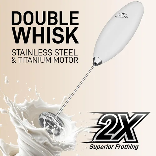 Miniatura 444 de Zulay Milk Boss Espumador de leche potente manual, hace espuma para latte, batidor para mezclar bebidas, café, miniespumador para capuchino, frappé
