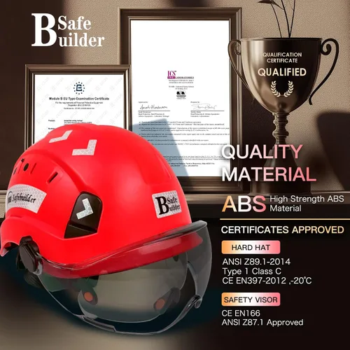 Miniatura 3 de SAFEBUILDER Casco de seguridad de construcción con visera incorporada Casco duro ABS con visera Ventilación ajustable Casco de trabajo Protección