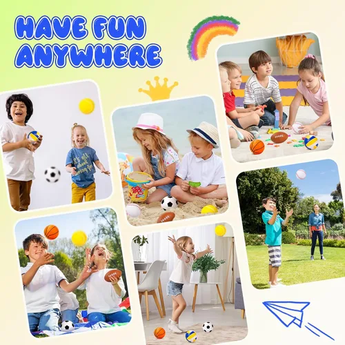 Miniatura 6 de PlayZap Paquete de 6 pelotas para niños pequeños, juego de pelotas suaves de espuma, 3.5 pulgadas, pequeñas, fútbol, baloncesto, béisbol, fútbol 3.5