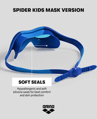 Miniatura 5 de ARENA Máscara de natación Spider unisex para niños, niños y niñas de 2 a 5 años, lente antivaho sin espejo, correa fácil de usar, visión amplia
