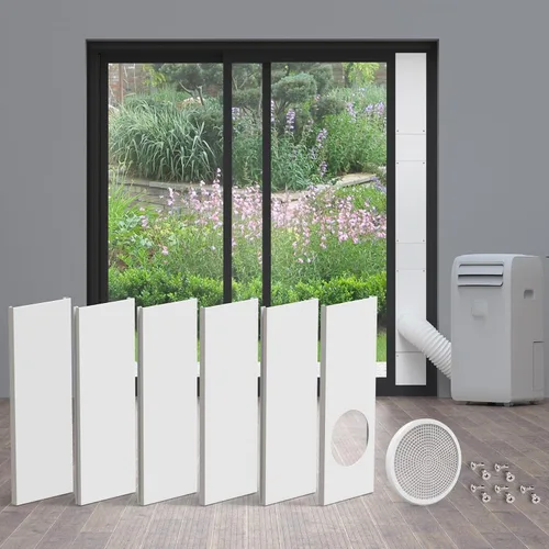 Daisypower Kit de puerta corredera para aire acondicionado portátil, paneles de sellado ajustables para manguera de CA portátil, hasta 90 pulgadas,