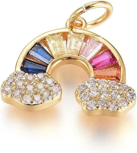 Miniatura 15 de Stiesy 10 dijes de circonita cúbica transparente de Virgen María, chapados en oro de 18 quilates, dije religioso para rosario, collar, joyería, Flor