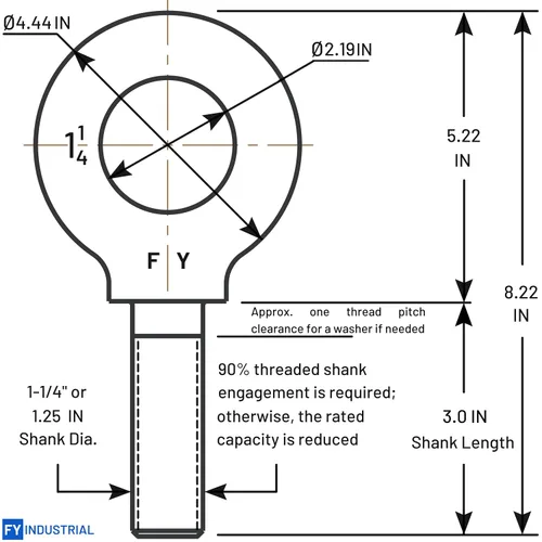Miniatura 2 de Perno de Ojo de Hombro para Elevación de 1-1/4"-7 X 3