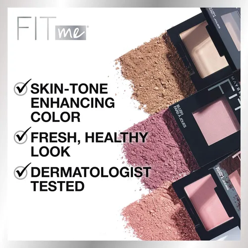 Miniatura 5 de Maybelline Fit Me - Polvo de acabado suelto + paquete de maquillaje Fit Me Blush, incluye 1 polvo fijador en feria y 1 rubor en rosa