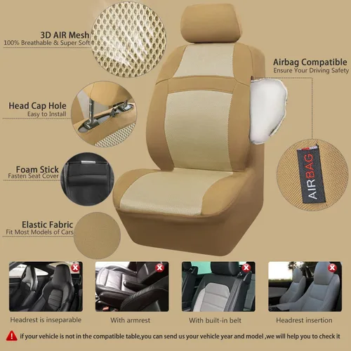 Miniatura 3 de CAR PASS Juego de fundas de asiento completas, Funda de asiento de malla de aire 3D con esponja compuesta de 5 mm en el interior, compatible