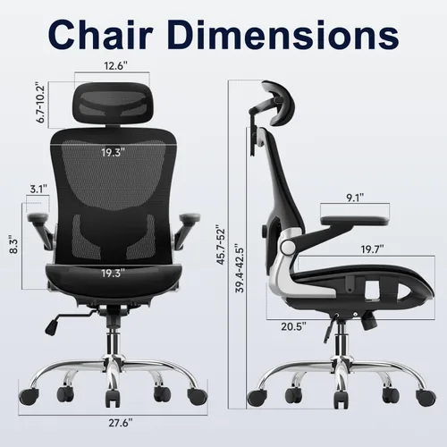 Miniatura 2 de marrap Silla de oficina ergonómica, cojín de asiento de malla con reposabrazos 3D y reposacabezas 3D, soporte lumbar ajustable con función de Negro