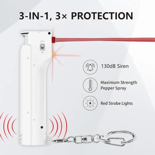 Miniatura 2 de Combo de alarma personal 3 en 1 y espray de pimienta para mujeres, gel de pimienta Red Max y sirena extra fuerte y luces estroboscópicas, tapa