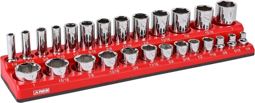 Miniatura 21 de ARES 70236 - Organizador magnético para 16 vasos SAE de 1/2 pulgada, para 15 vasos y 1 adaptador para vaso, mantiene tu caja de herramientas