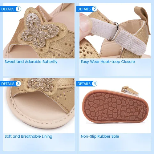 Miniatura 136 de Meckior Sandalias de verano con punta abierta y suave de piel sintética para bebés y niñas pequeñas
